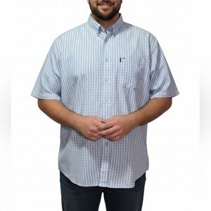 Dimension Men's NWOT Blue Striped Short Sleeve Casual Button Down Shirt Sz Large